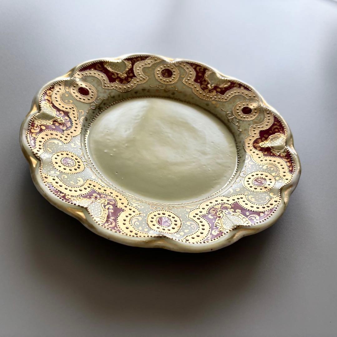 英国製アンティーク 1880年代　ロイヤルウースター　深紅と盛上げ金彩【稀少品】