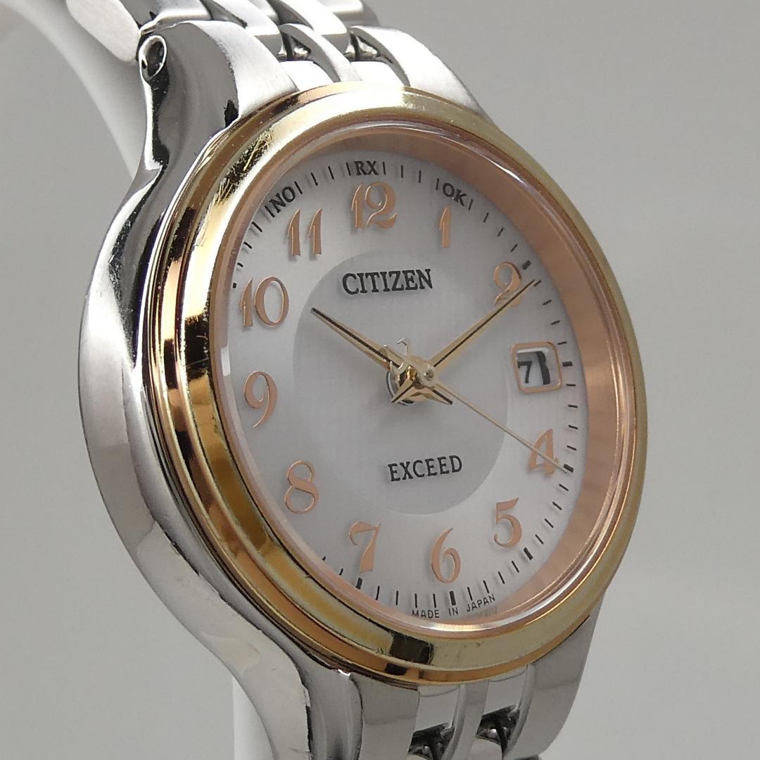 ✴美品稼働品 エクシード 電波ソーラー チタン ドレスウオッチ 17.5㎝