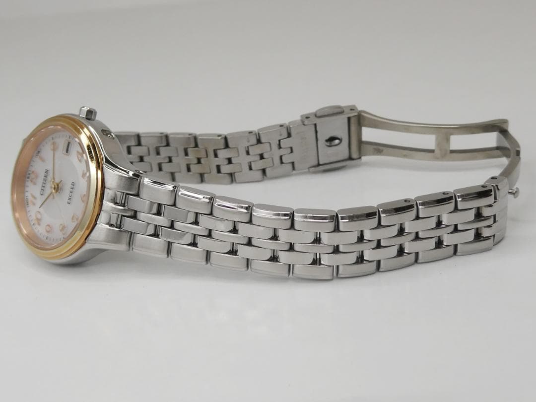 ✴美品稼働品 エクシード 電波ソーラー チタン ドレスウオッチ 17.5㎝