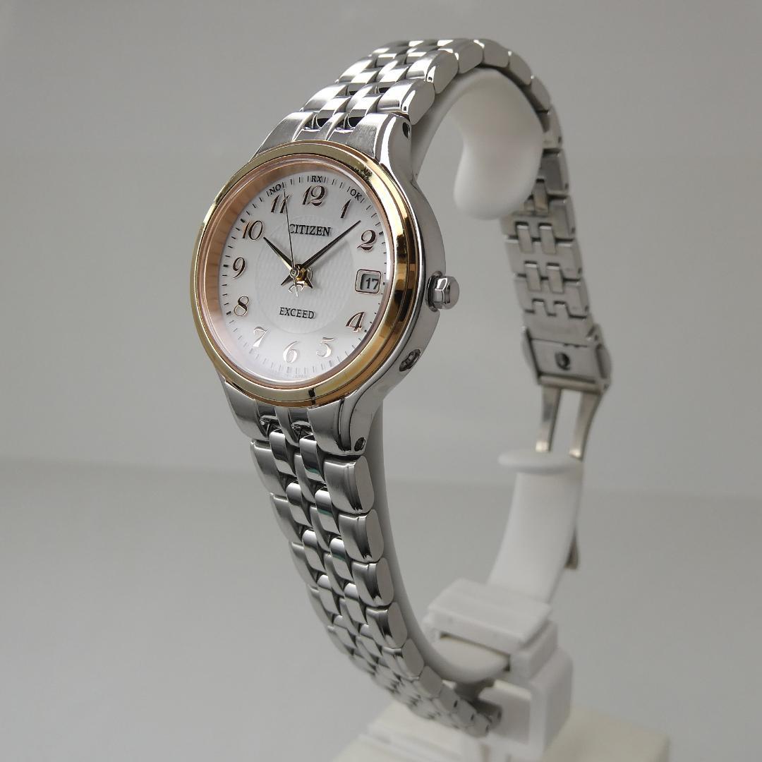 ✴美品稼働品 エクシード 電波ソーラー チタン ドレスウオッチ 17.5㎝