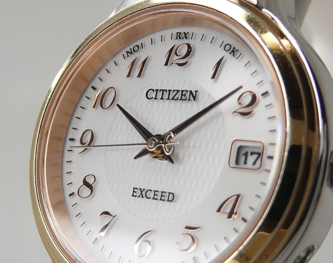 ✴美品稼働品 エクシード 電波ソーラー チタン ドレスウオッチ 17.5㎝