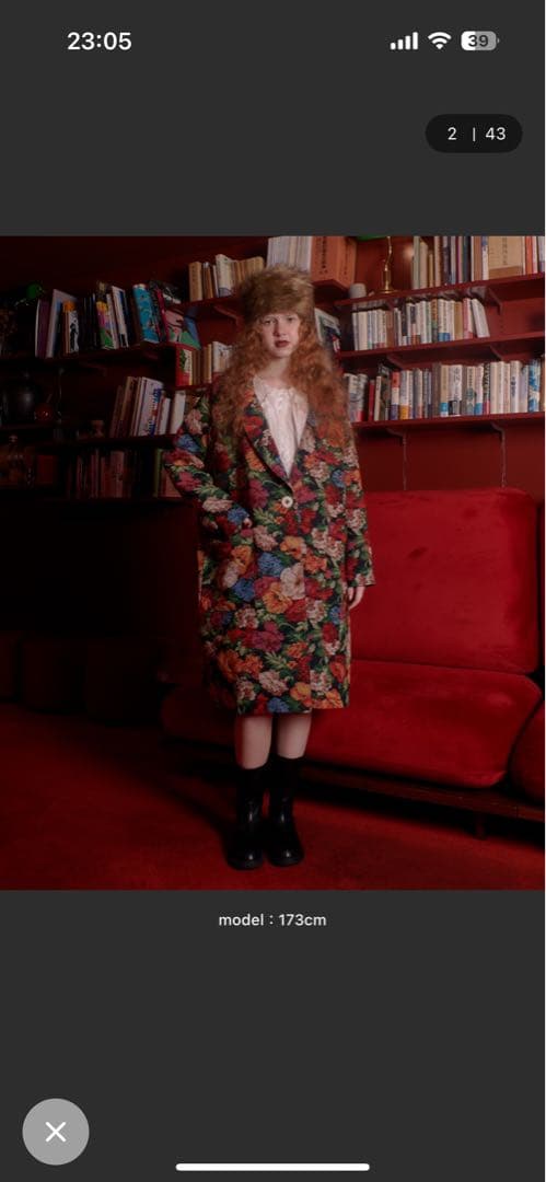 manana suerte ゴブラン織 花柄 チェスターコート