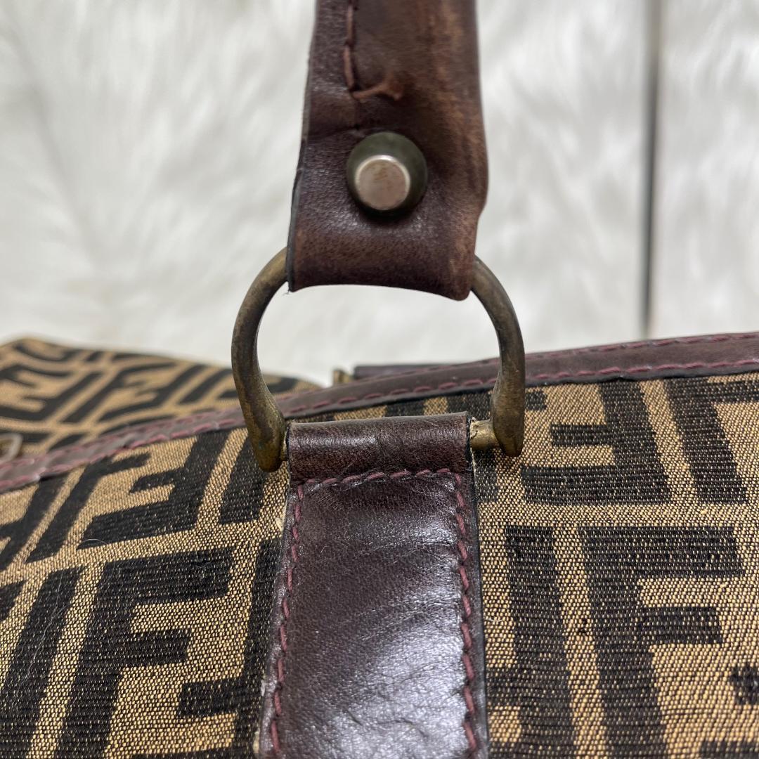 フェンディ　FENDI　ボストンバッグ　ズッカ柄　　PVC ブラウン　ブラック