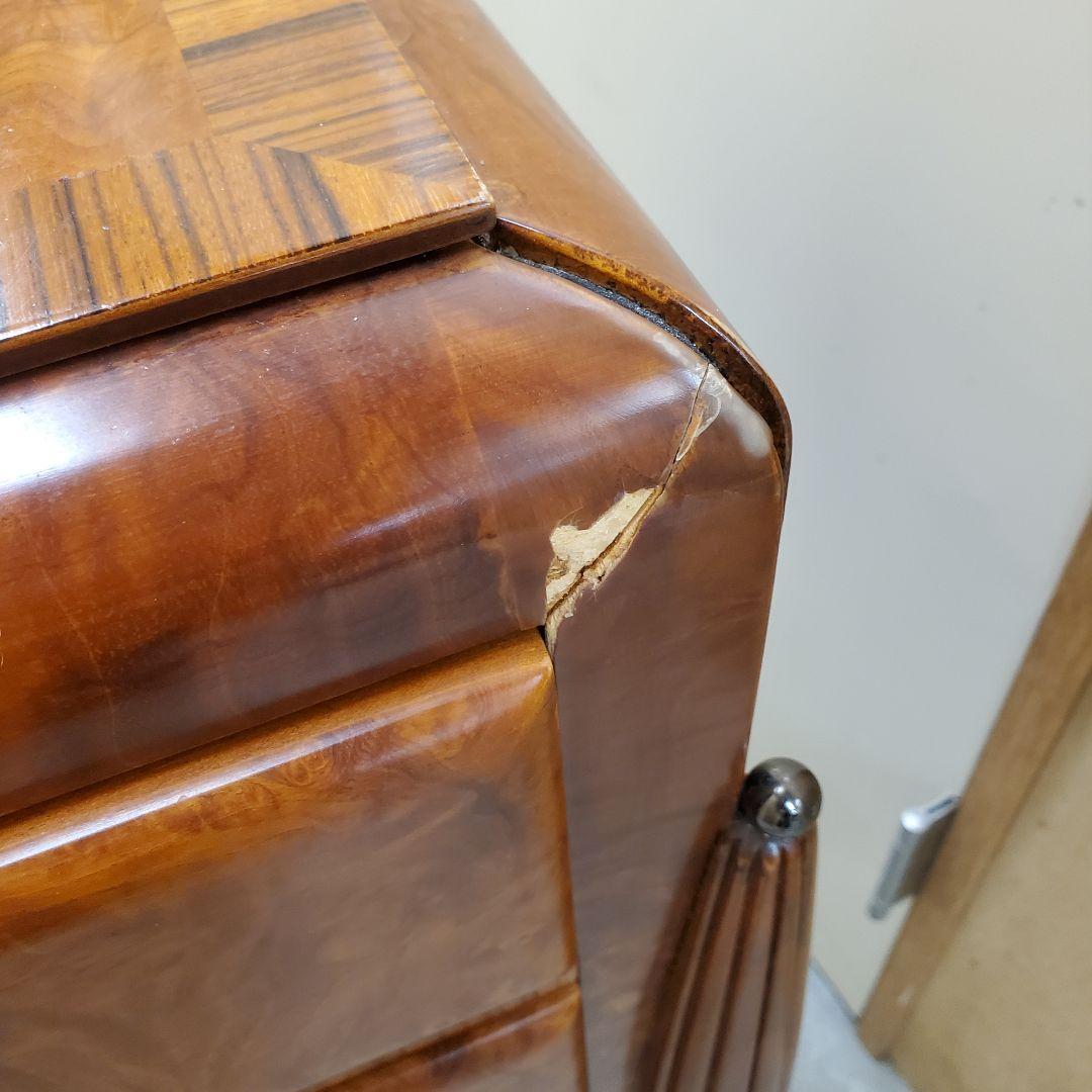 バール材 サイドテーブル 3引き出し