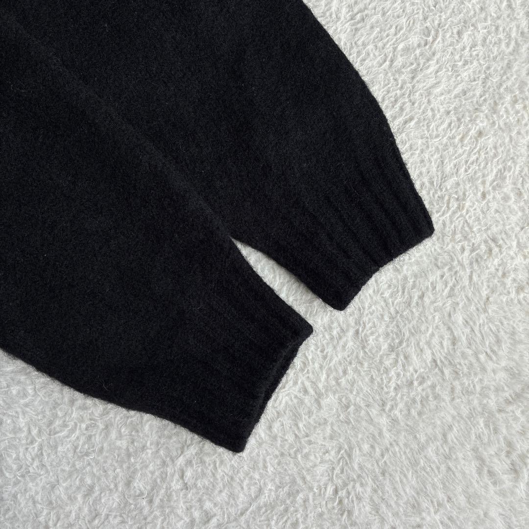 ハーレーオブスコットランド ウール クルーネックプルオーバー ニット 40 黒