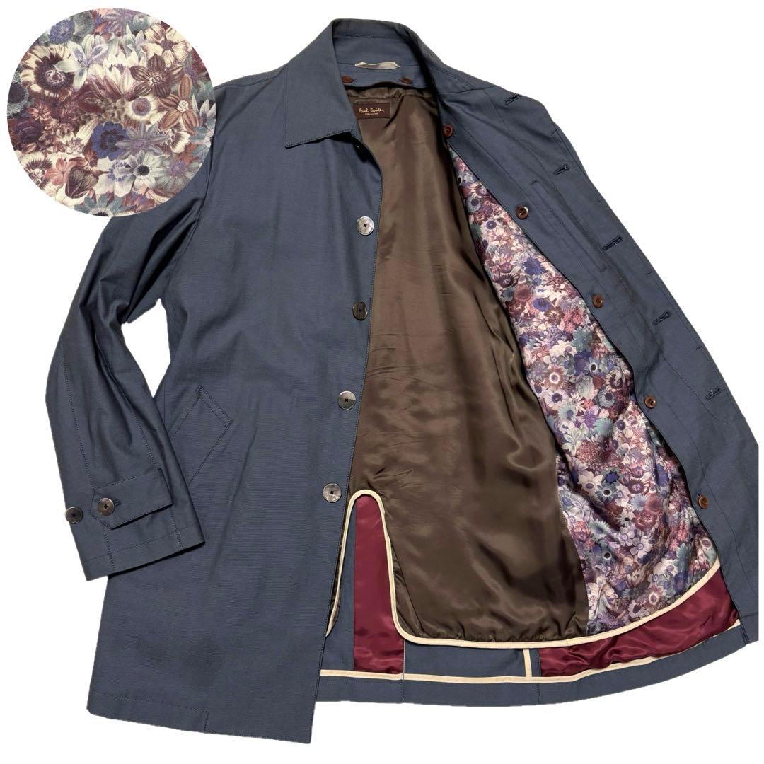 ✨良品✨ポールスミス　ステンカラーコート　2way　派手裏地　比翼　シェルボタン