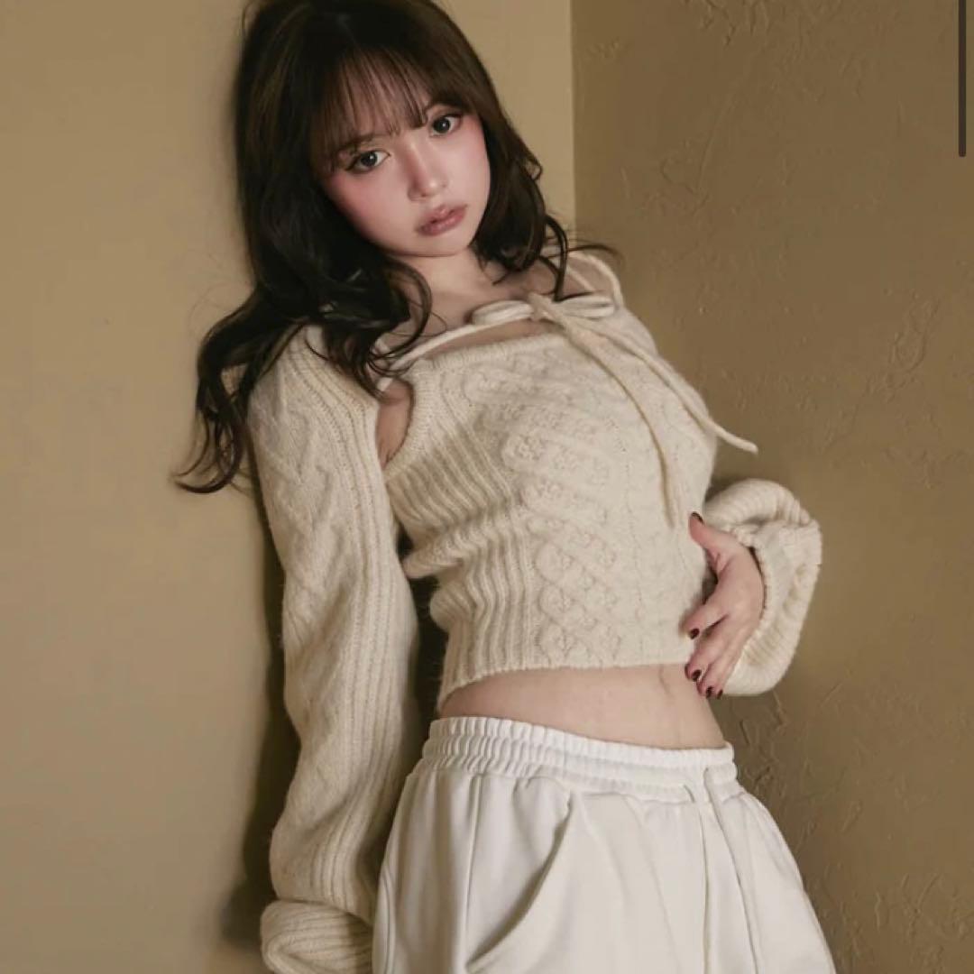 andmary Heart cable knit set アイボリー