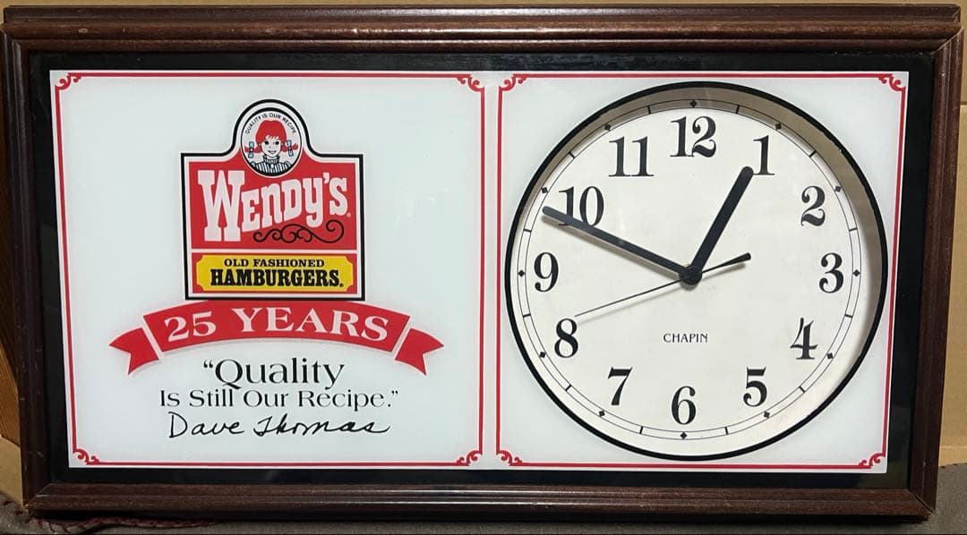 90年代　25周年 ウェンディーズ　ウォールクロック　時計　ハンバーガー