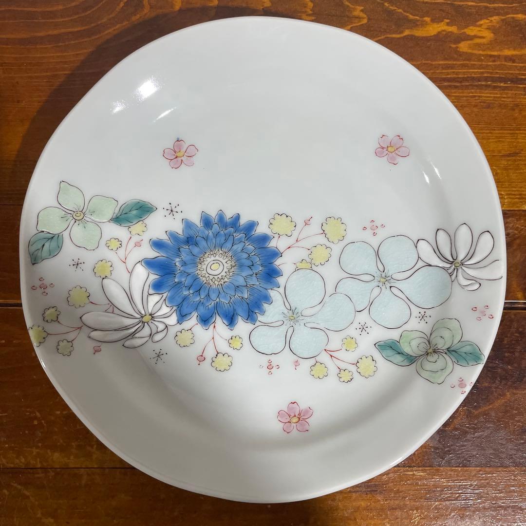 【新品・未使用】九谷焼 仙春窯 5.5号皿揃 花はな ５枚組 色絵