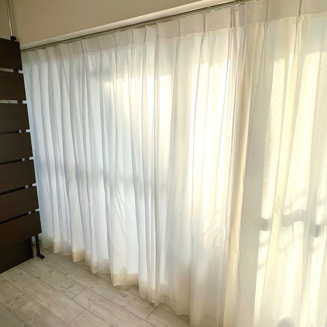大判カーテン　レース付き　2セット　金具タッセル付き
