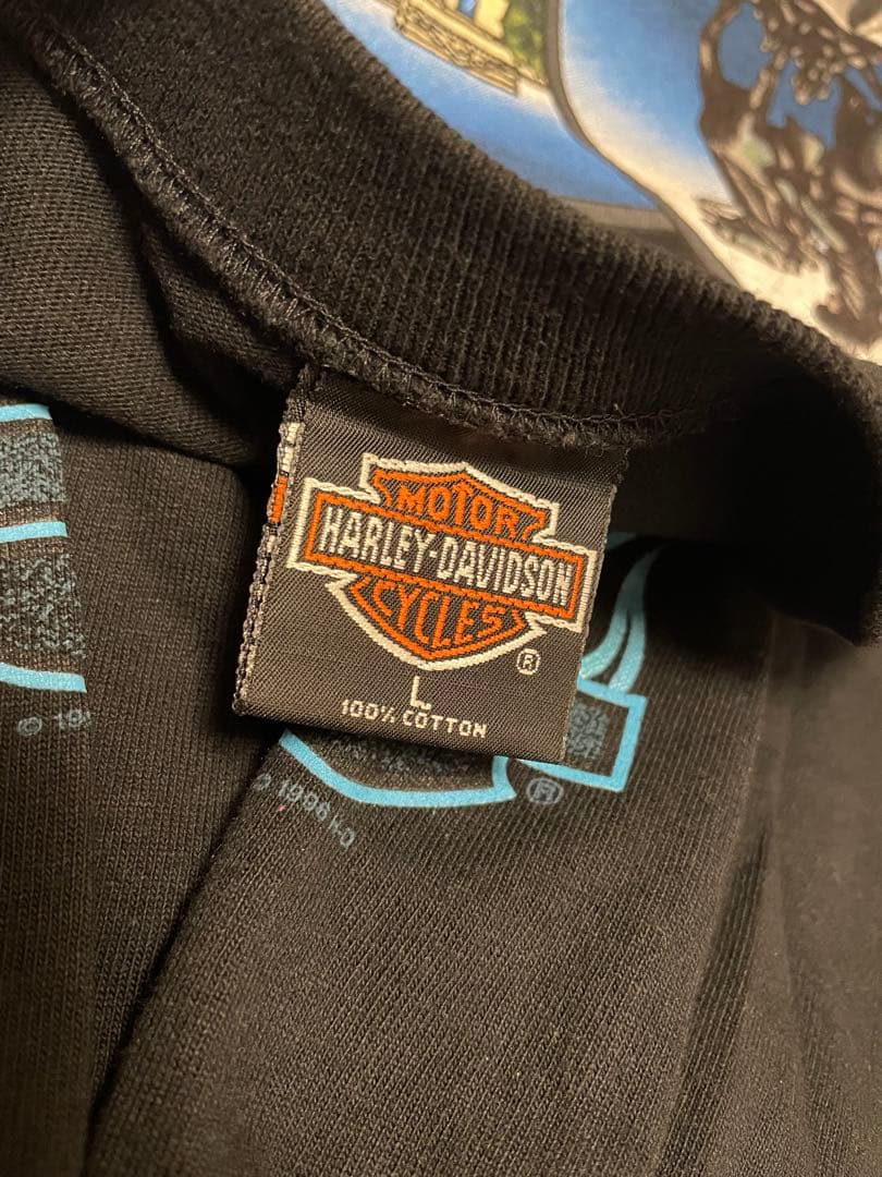 『希少』90s ハーレーダビッドソン ブルーフレイム ヴィンテージTシャツ 古着
