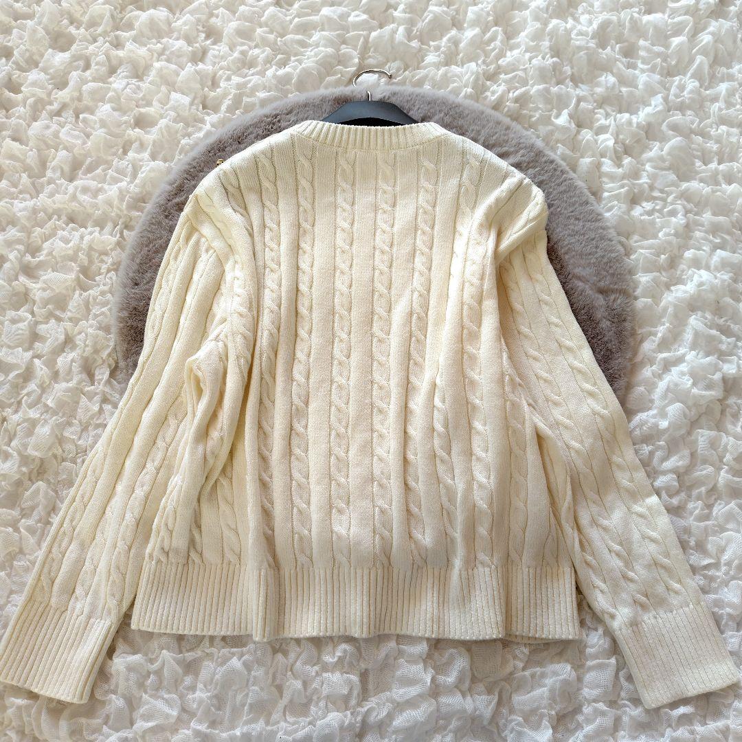 極美品　23区　44　 ハイバルコットンブレンド ニット　洗える　金ボタン　綿
