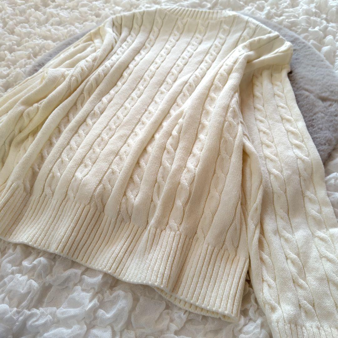 極美品　23区　44　 ハイバルコットンブレンド ニット　洗える　金ボタン　綿
