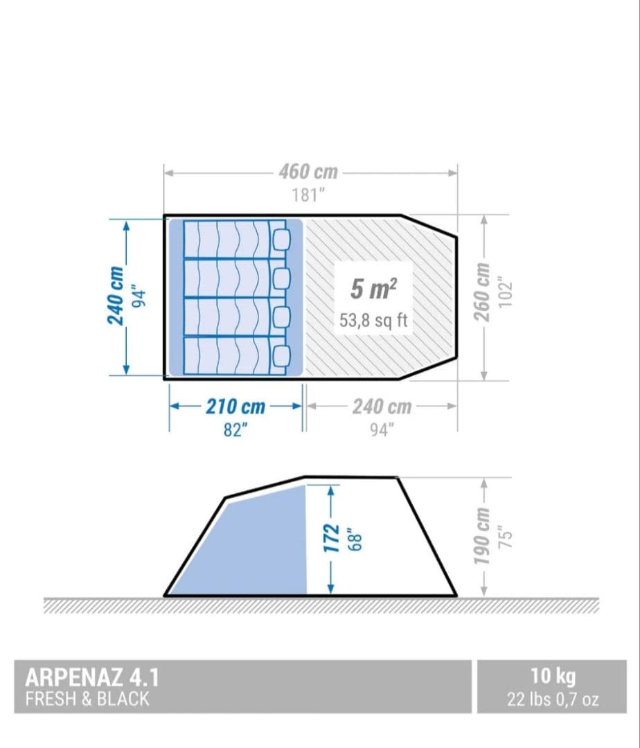 QUECHUA　ケシュア　ツールームテントARPENAZFAMILY4.1
