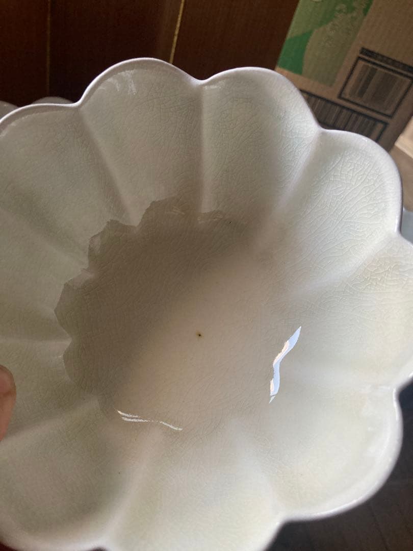 アンティーク　輪花鉢5客組セット　菊型　青磁　お茶道具？向付け鉢？煮物鉢？