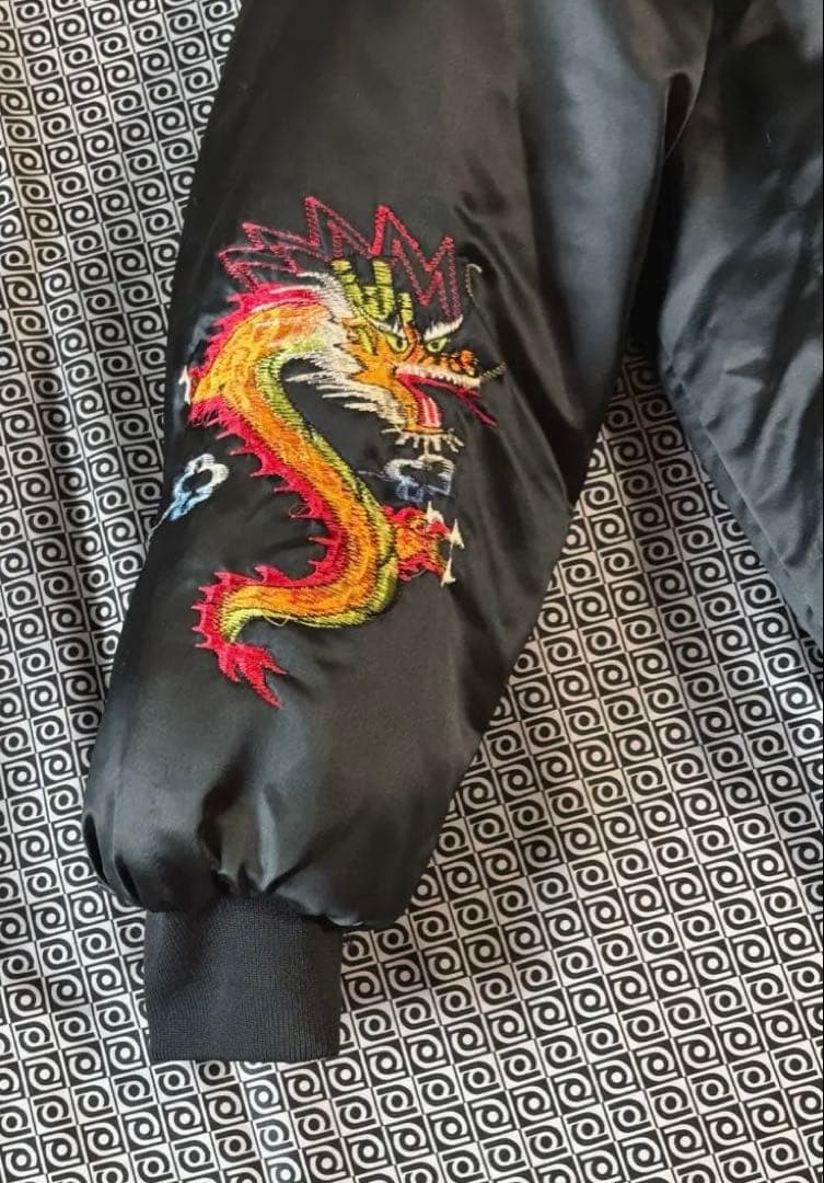 スーベニアジャケット黒ドラゴン刺繍FAR EAST TOUR JAPAN 80s