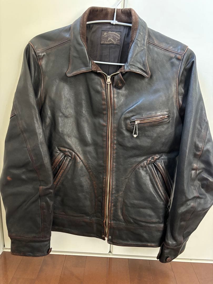 ダークブラウン レザー シングルライダースジャケット