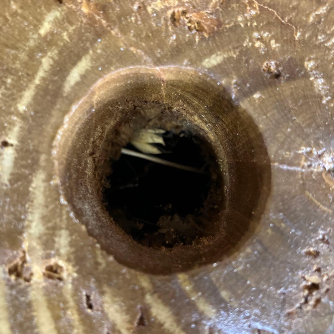 昭和レトロ 時代物 木製 大型 置物 壺型 花器 飾台 無垢材 花瓶 花入れ