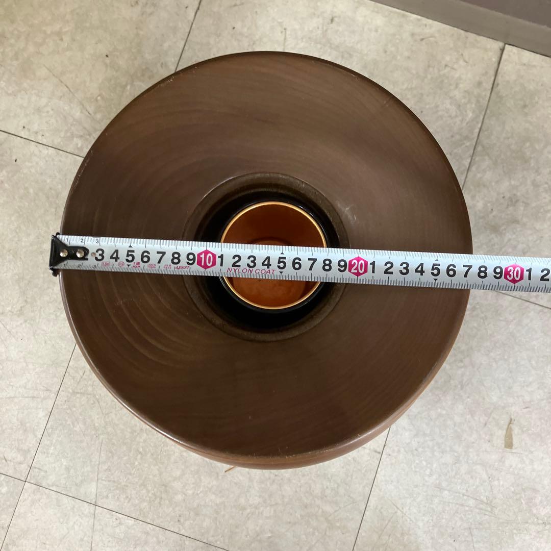 昭和レトロ 時代物 木製 大型 置物 壺型 花器 飾台 無垢材 花瓶 花入れ