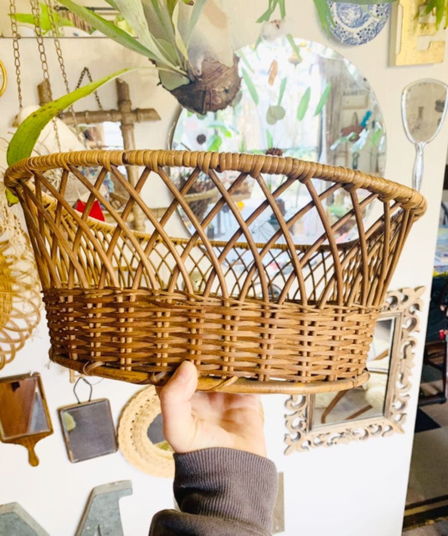 ヴィンテージ ラタン　バスケット カゴ パニエ
