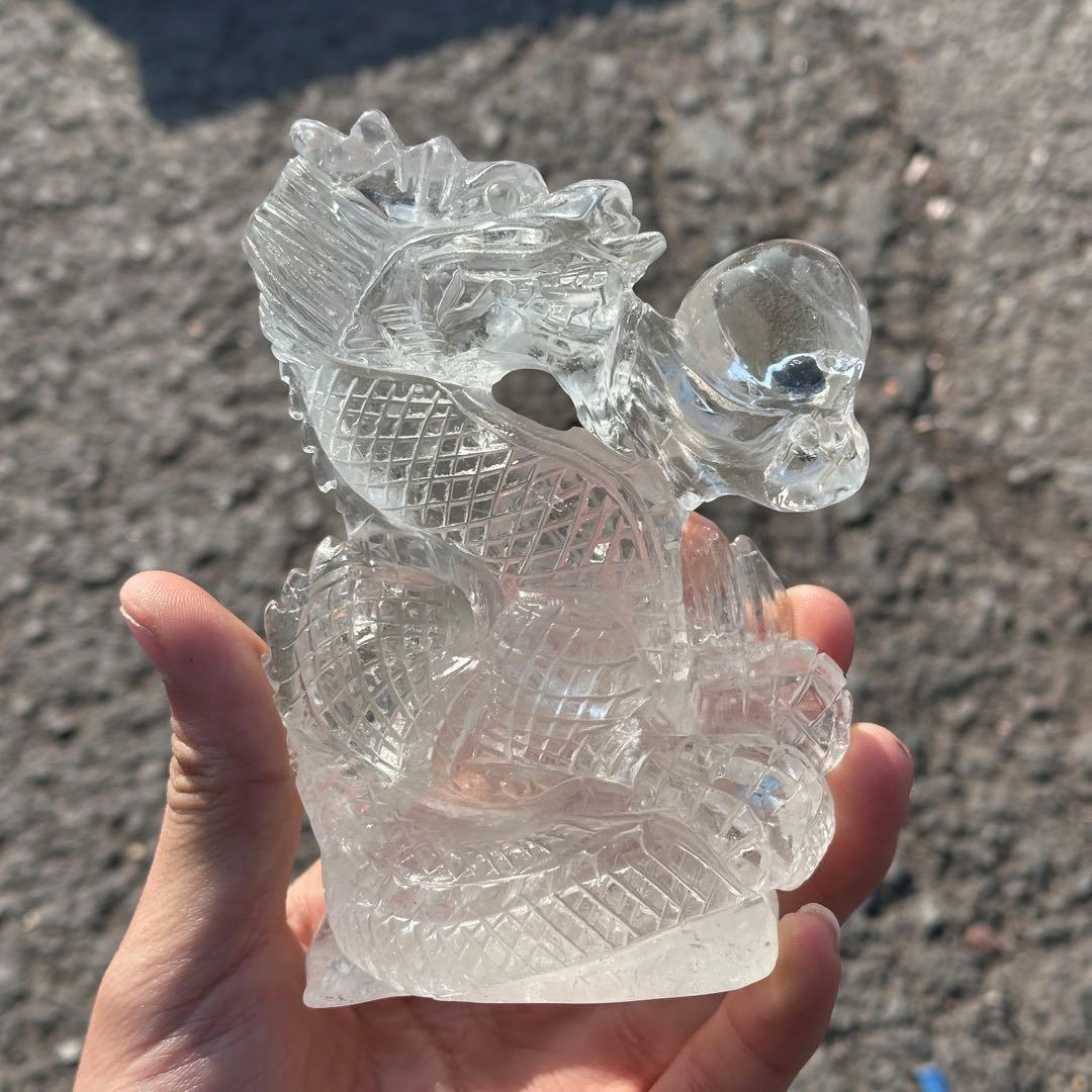 天然石水晶の龍　置物　ご購入前に在庫確認必要G.278