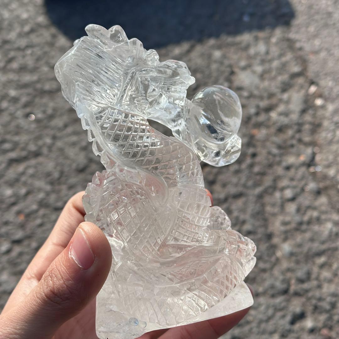 天然石水晶の龍　置物　ご購入前に在庫確認必要G.278