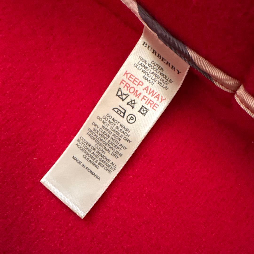 美品✨バーバリー ダッフルコート赤 ヘリンボーン　トグル　ノバチェック