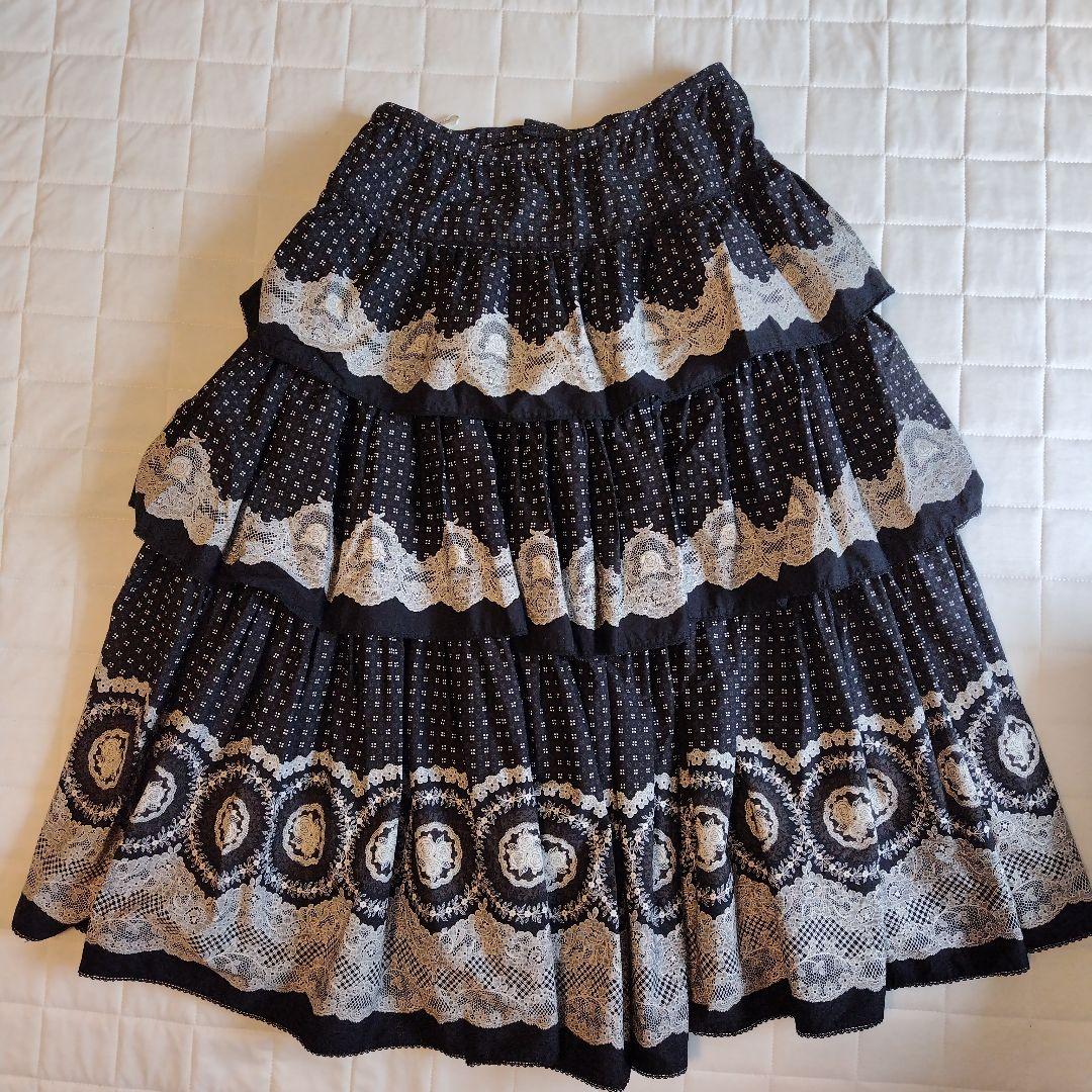 ピンクハウス レース装飾 フリル付きスカート