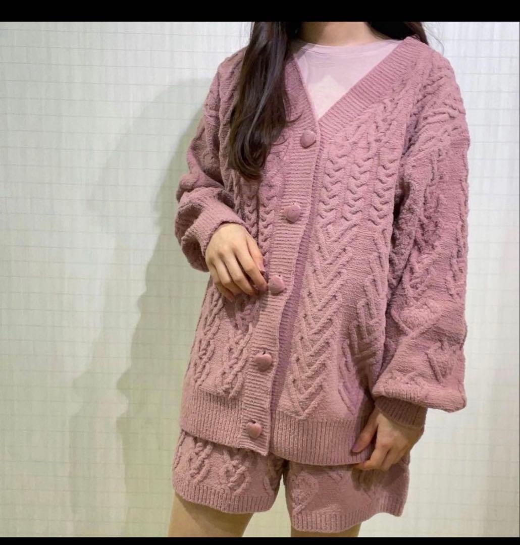 新品未使用　ジェラートピケ　ハート柄ショートパンツとカーディガンセット