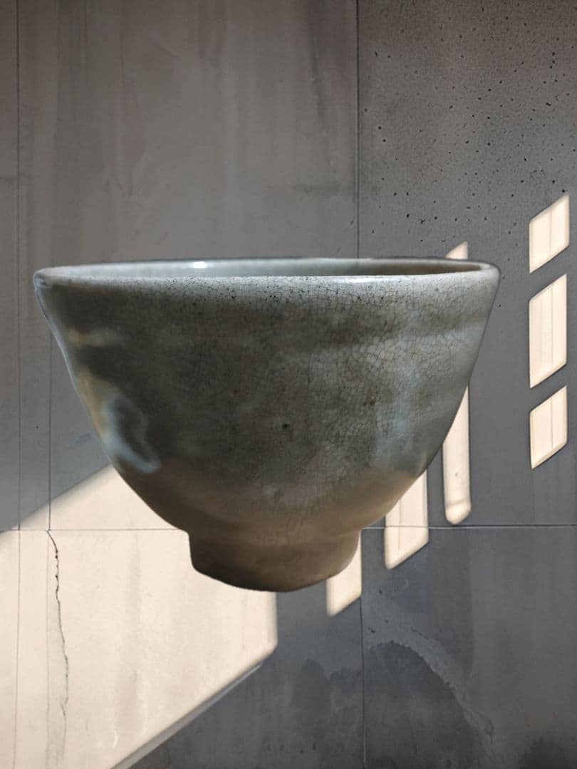 李朝白磁茶碗　堅手茶碗　茶道具　時代物