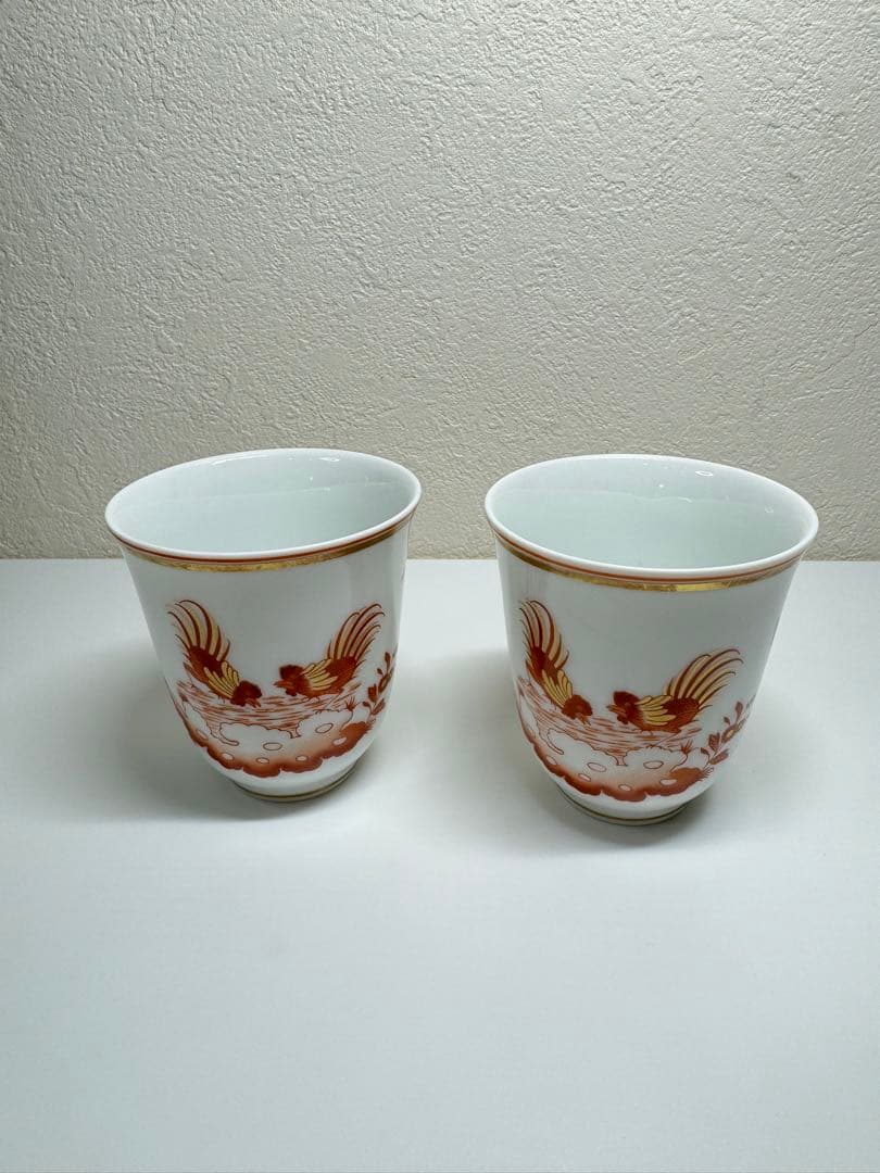 【高級】Richard Ginori レッドコック 湯呑 カップ 2客セット