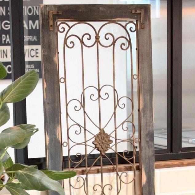 ２枚セット アイアンデコウッドドアブラック　高さ１５２ｃｍ 黒　ヴィンテージ風扉