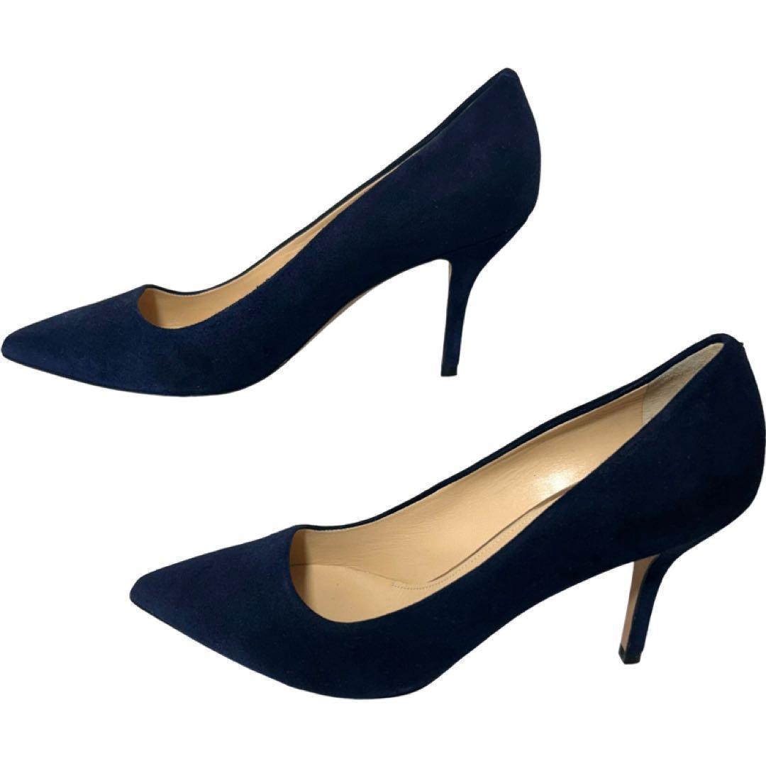PELLICO ネイビー スエード ポインテッドトゥ　パンプス　38