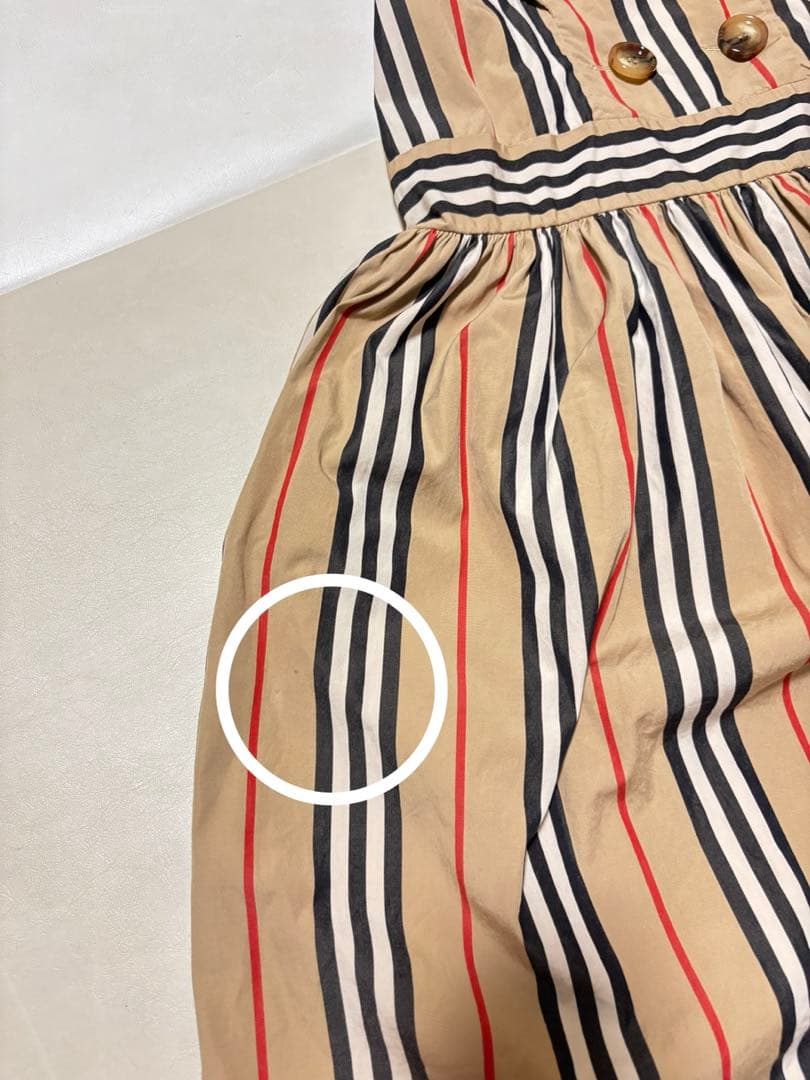 現行BURBERRYセーラー襟 ストライプ ワンピース 10y 140cm