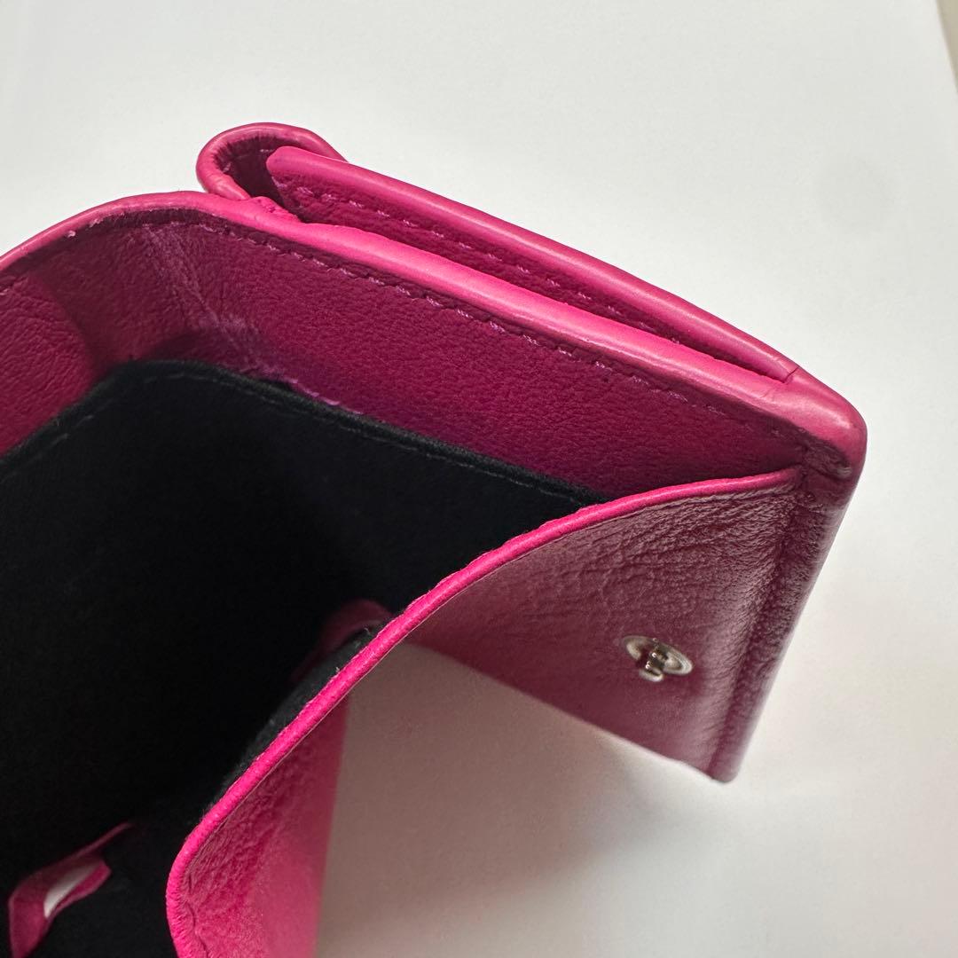 ほぼ未使用　バレンシアガbalenciagaペーパー ミニウォレット三つ折り　桃