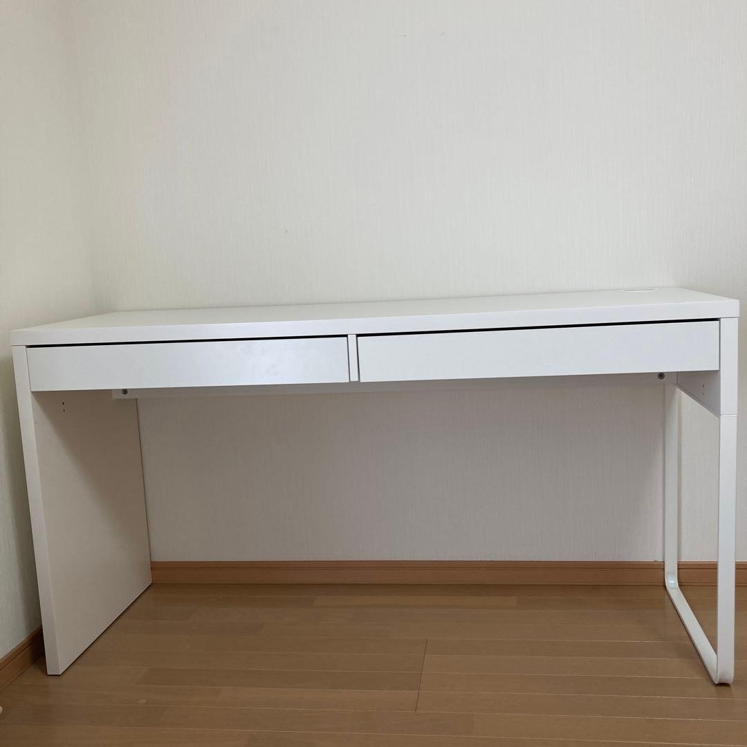 IKEA MICKEホワイト　デスク 2引き出し シンプルモダン