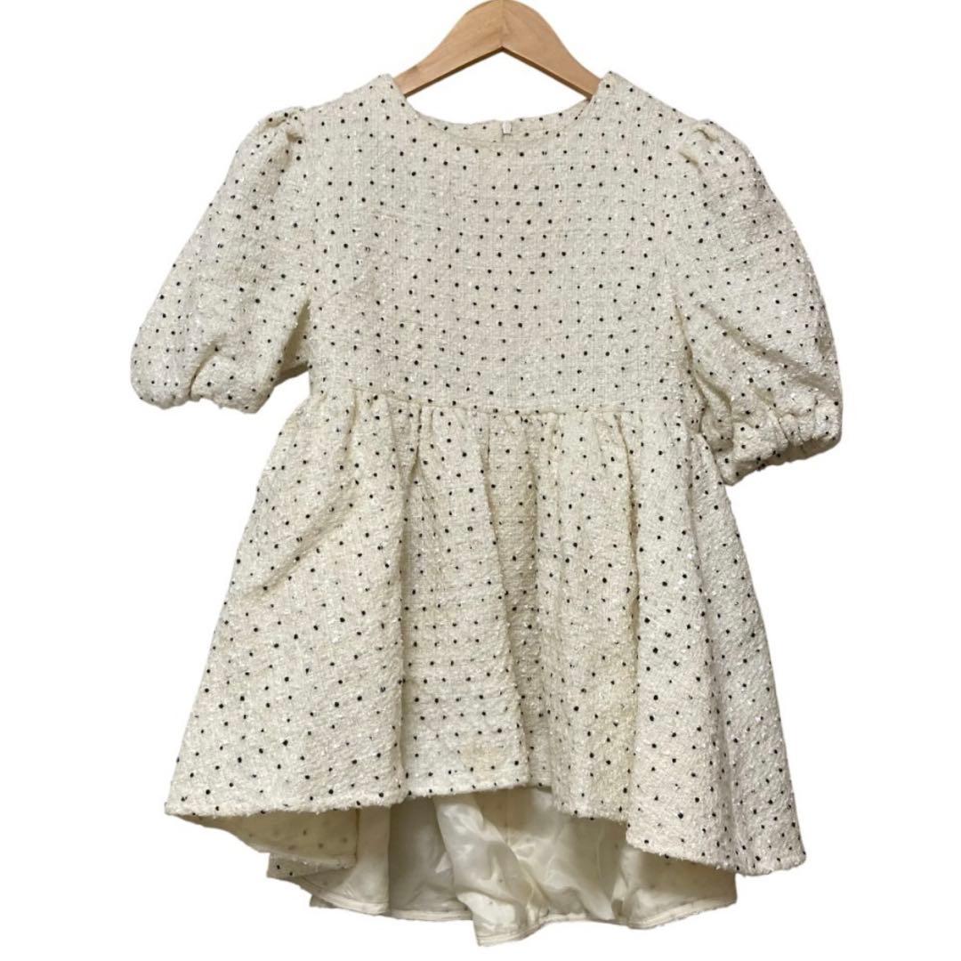 美品✨Bluelea Dot tweed blouse ブルレア ドットツイード