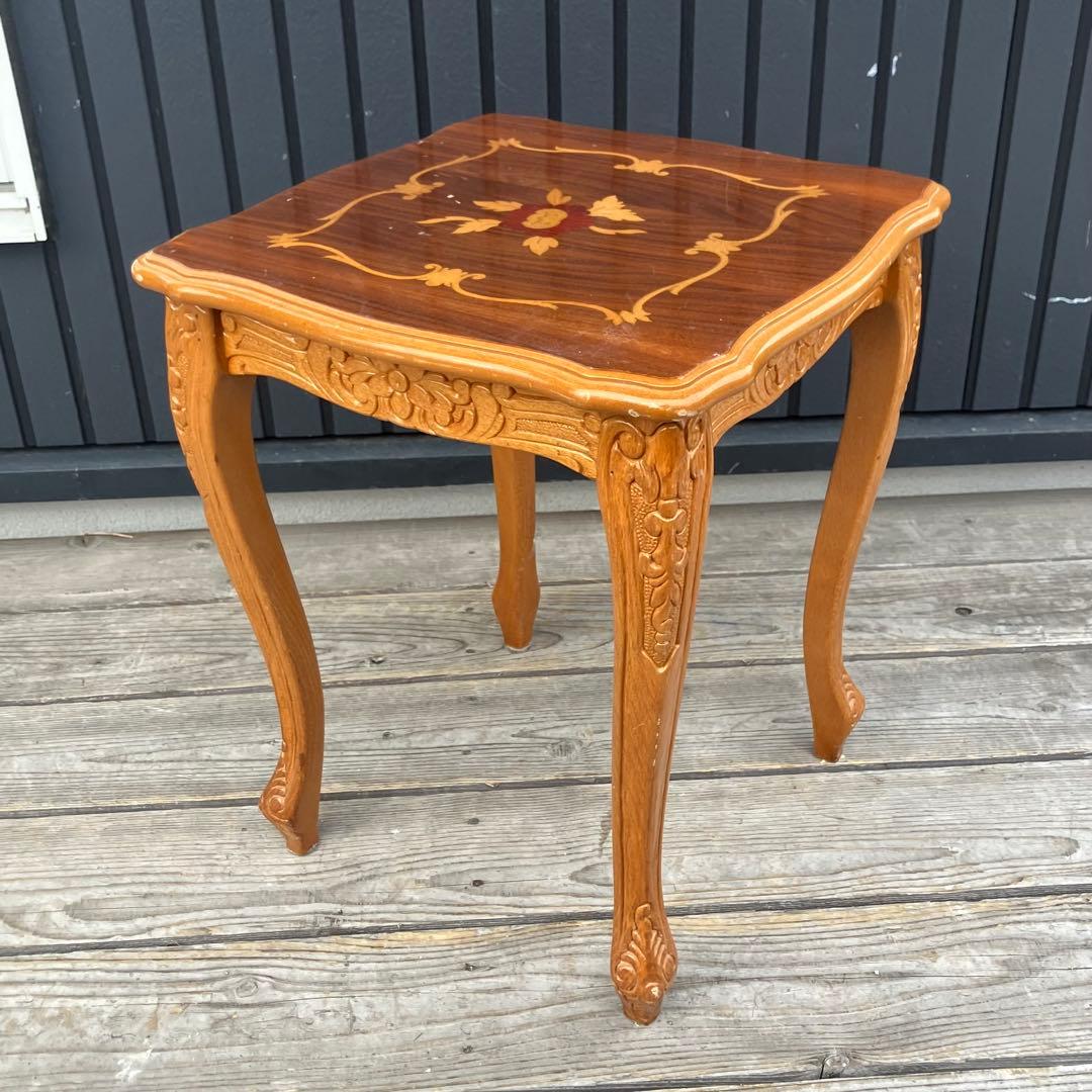 イタリアアンティーク 花柄象嵌 木製サイドボード 飾り棚 ミニテーブル