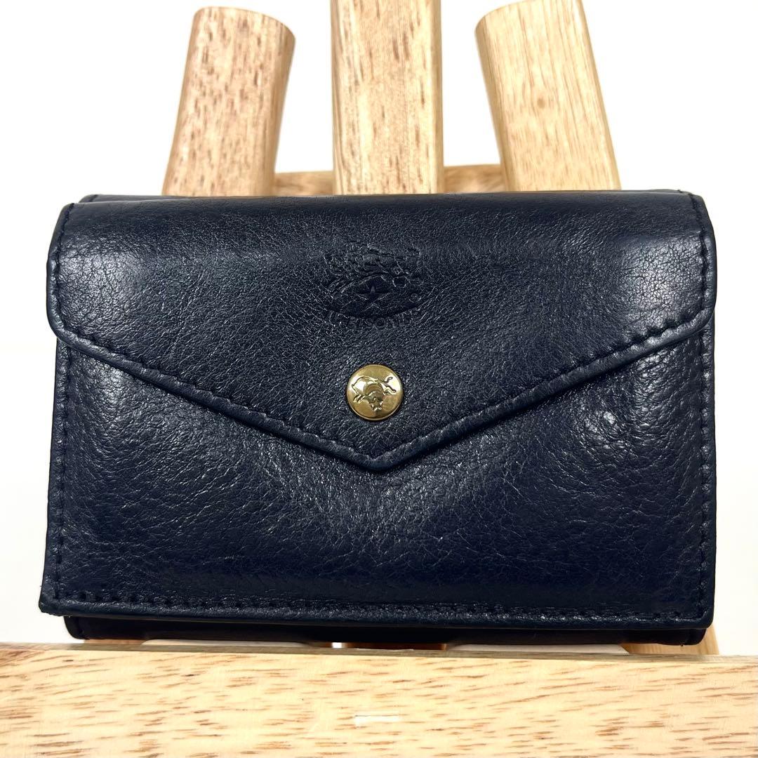 イルビゾンテ　三つ折り財布　トリフォルド　ミニ財布　ロゴ型押し　ゴールド金具