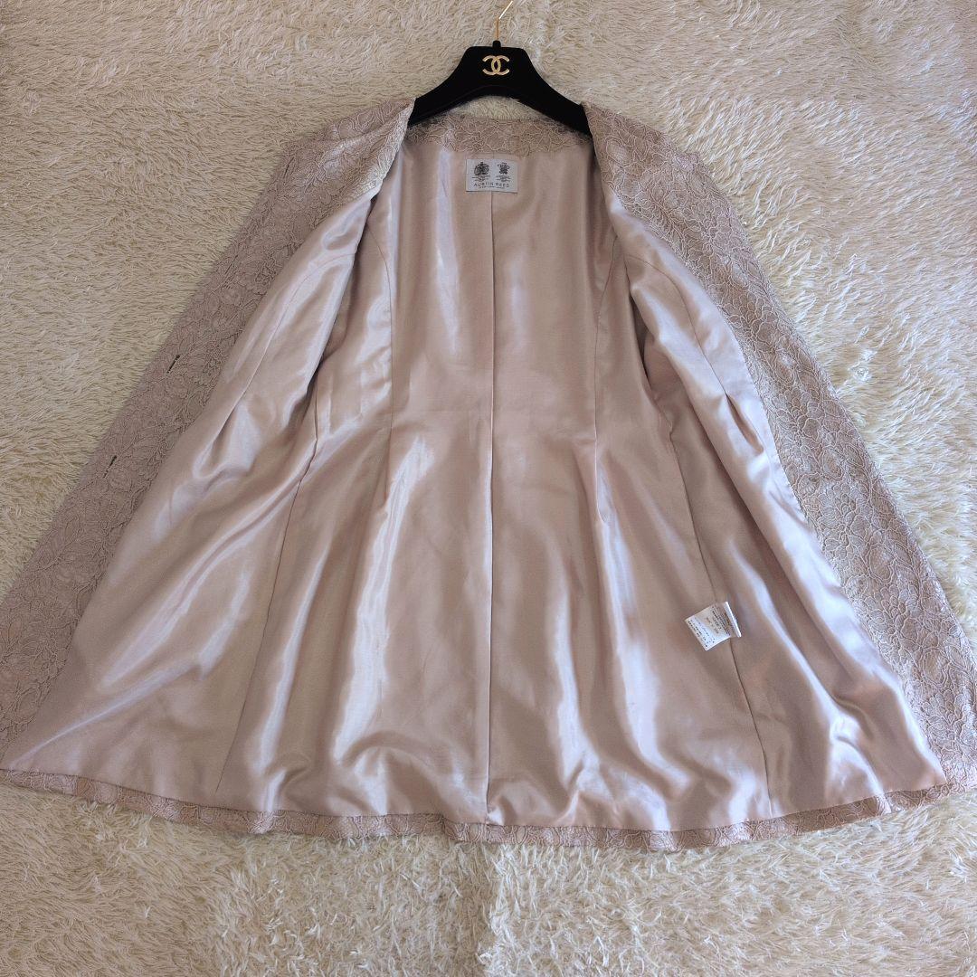 日本製★AUSTIN REED　花柄レース　ノーカラーコート　スプリング　38