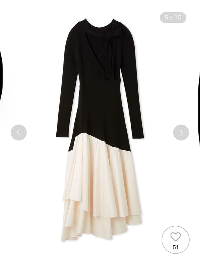 FRAY I.D カシュクールリブニットコンビワンピース