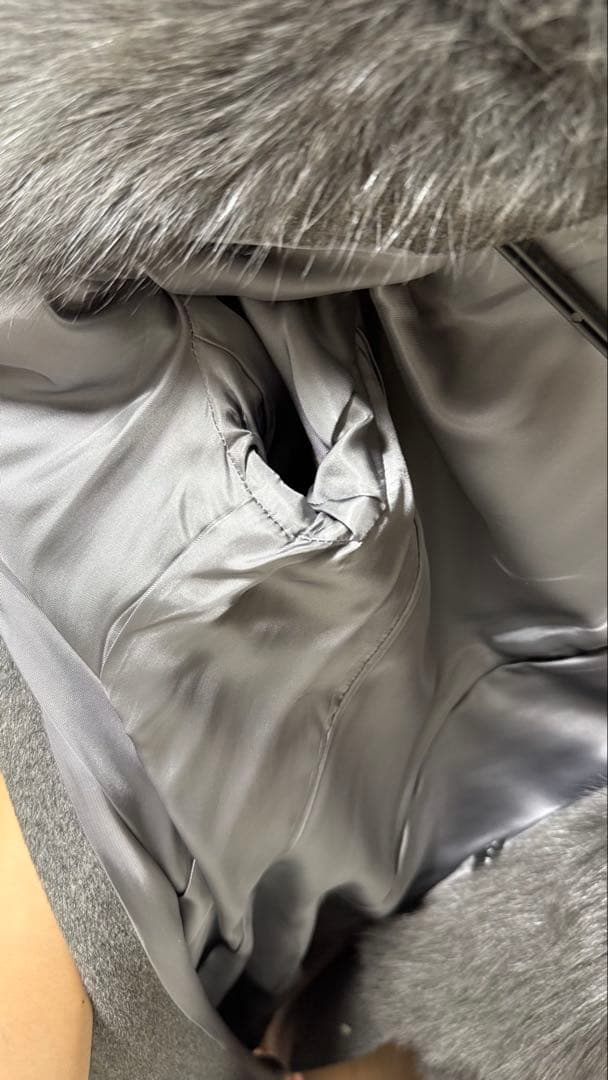 MATERIA ロングコート アンゴラ混 ベルト付 フォックスファー