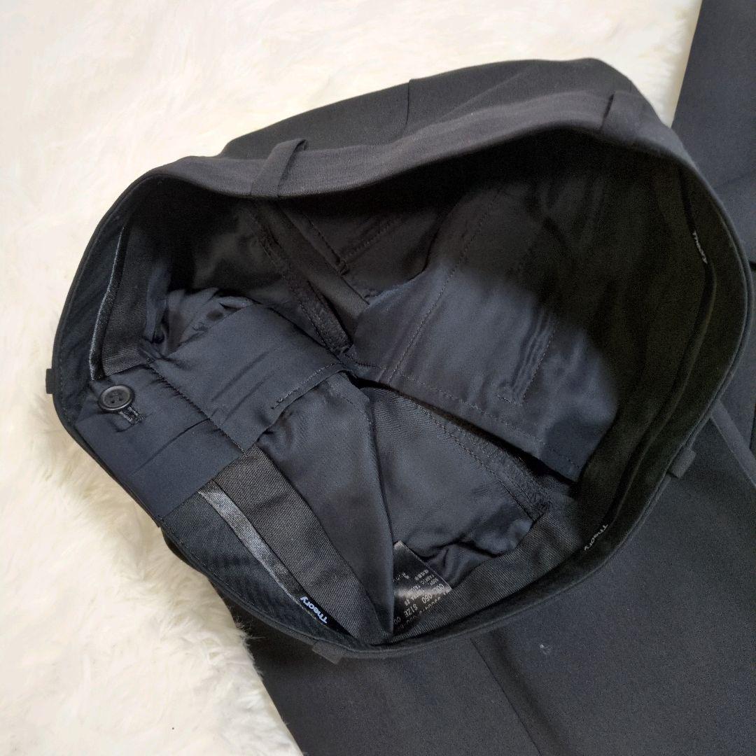 セオリー　セットアップ　ノーカラー　ジャケット　パンツ　ストレッチ　ブラック