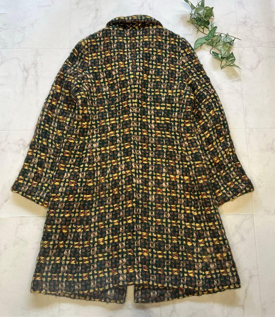 machiko jinto ウールモヘヤコート　マルチカラー　サイズＭ　裏地総柄