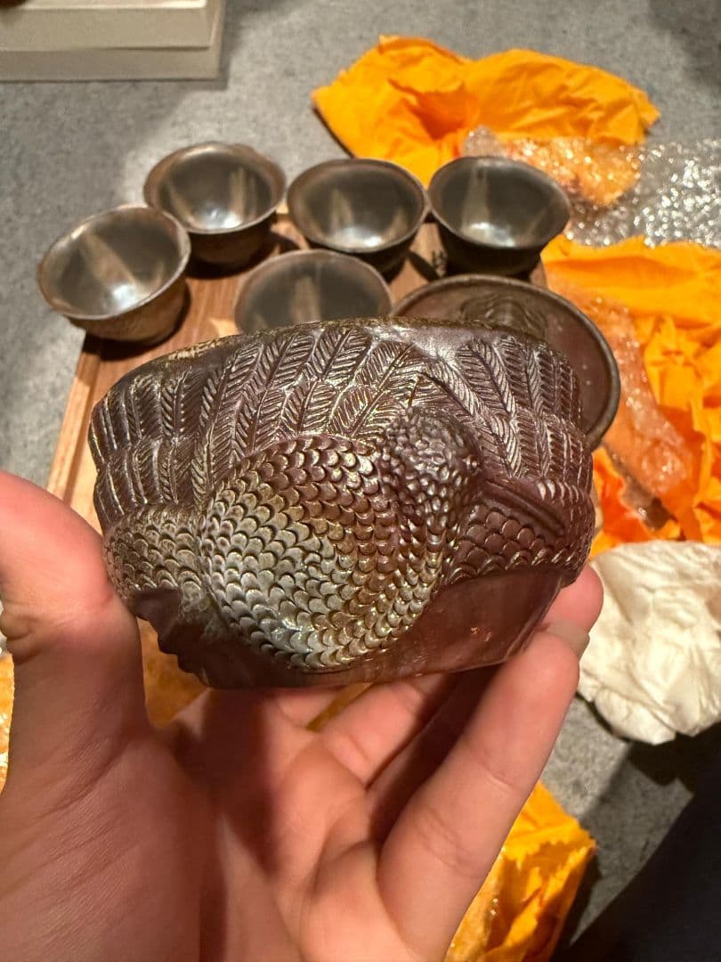 か*る様 (備前手造鶴紋章超細工ぐ茶器)