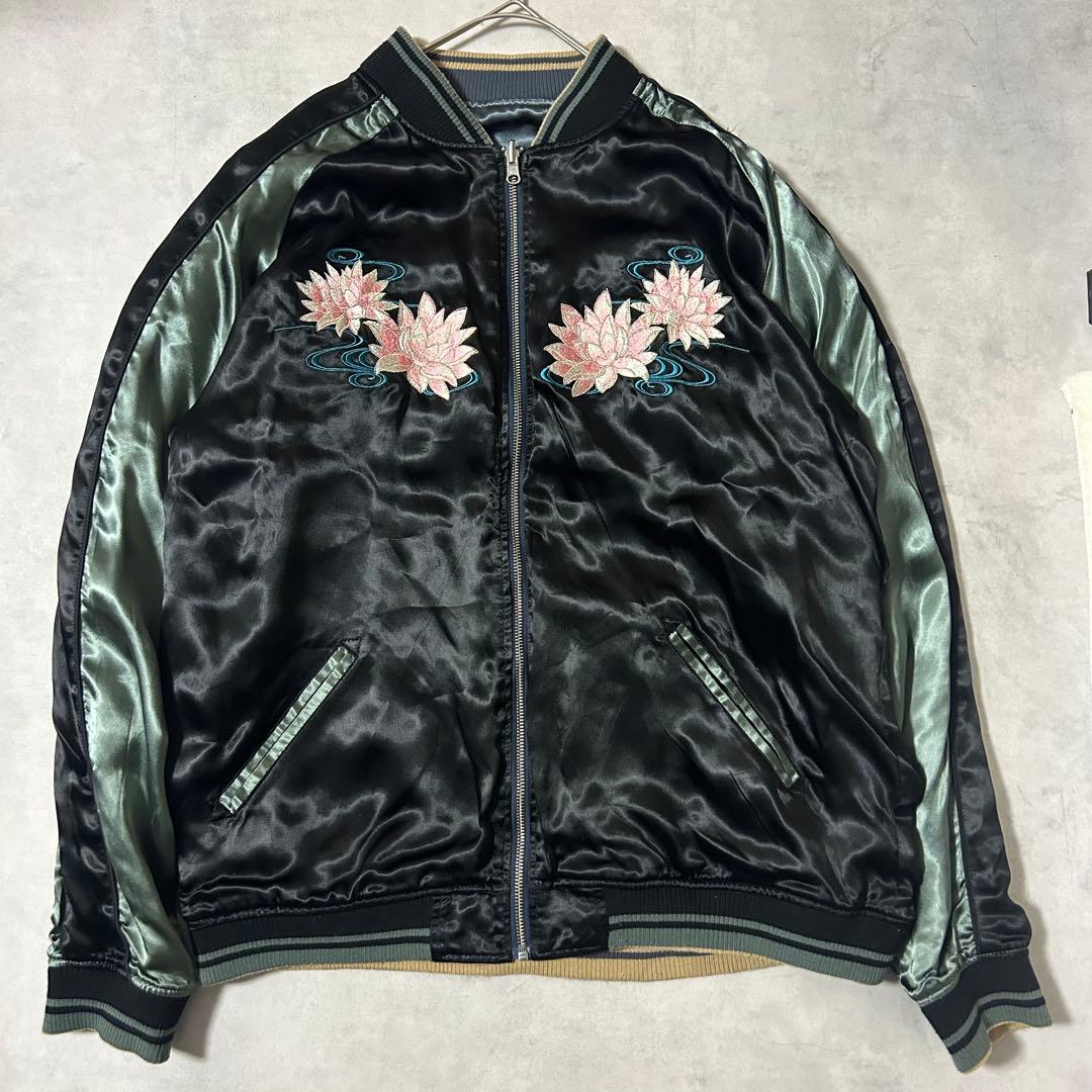 抜刀娘 スカジャン リバーシブル XXL 花 蓮 桜 和柄　刺繍 MA-1