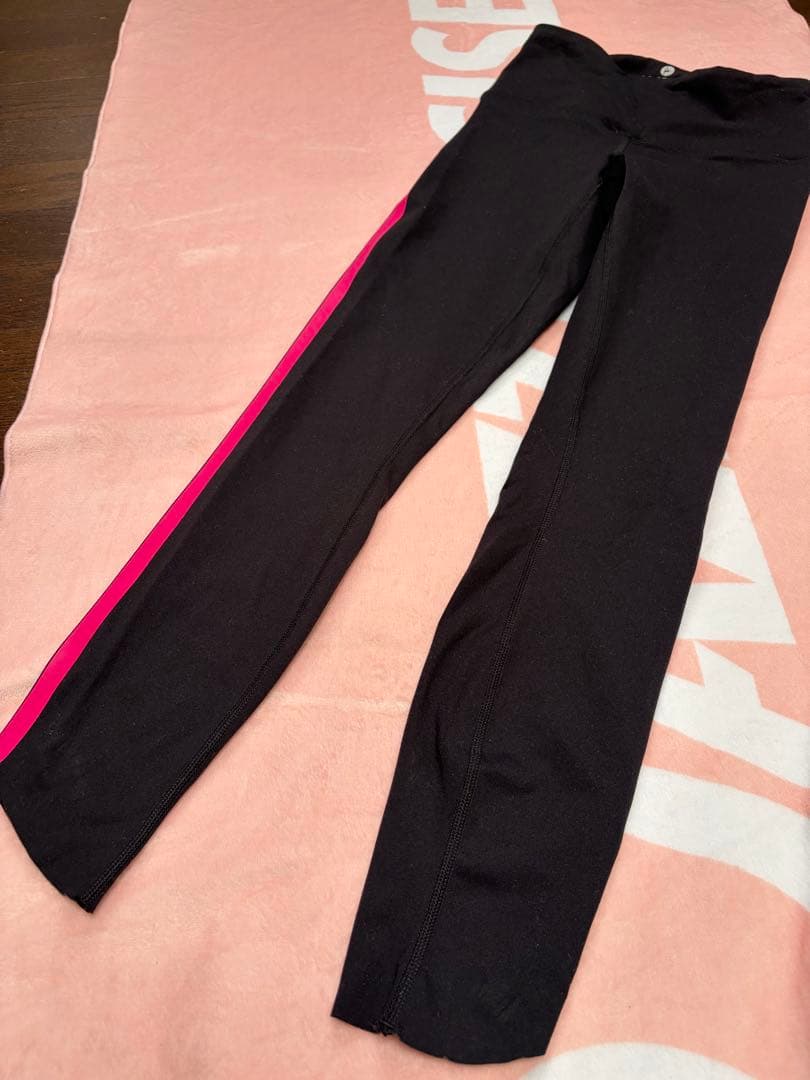 ジャザサイズ　レギンス　上下　セット③黒　ピンクロゴ　Jazzercise