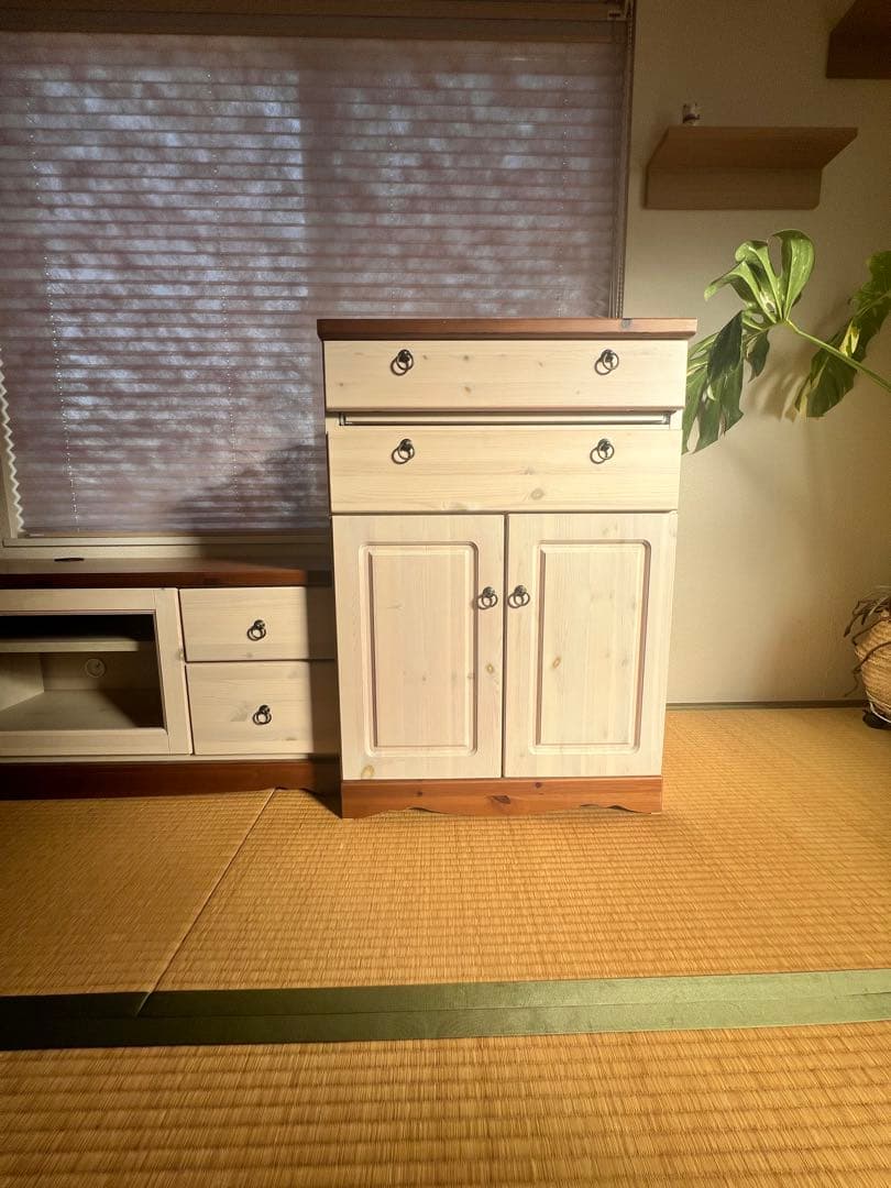 ナチュラルウッド パソコンデスク 引き出し付き　北欧インテリア　国産