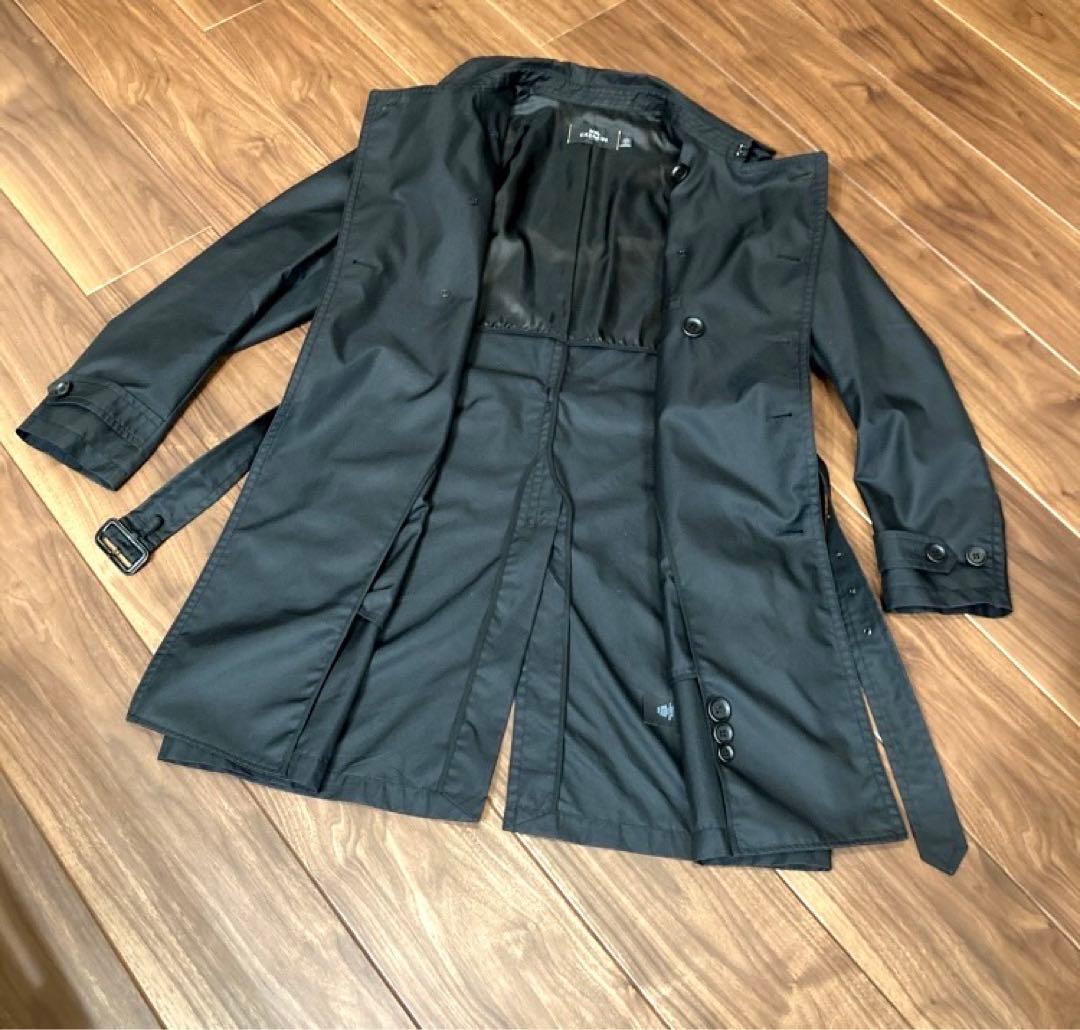 コーチ　美品黒トレンチコート ダブルブレスト ベルト　チャーム付き