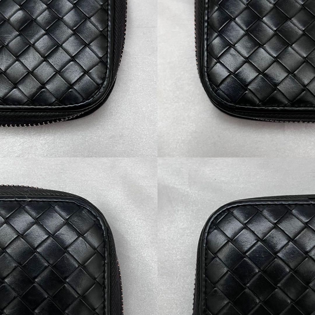 ◇極美品◇ボッテガヴェネタ　長財布　ラウンドジップ　ブラック　イントレチャート